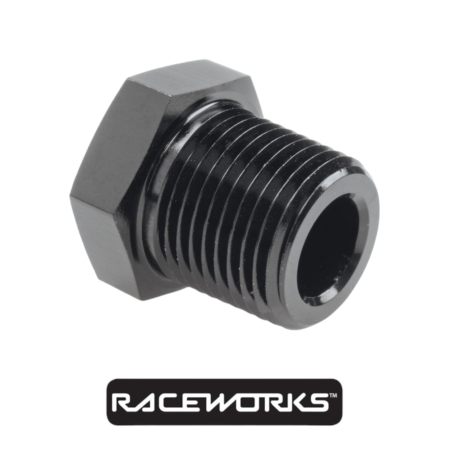 Raceworks NPT Reducer Female 1/8”- Male 3/8” RWF-912-06-02BK