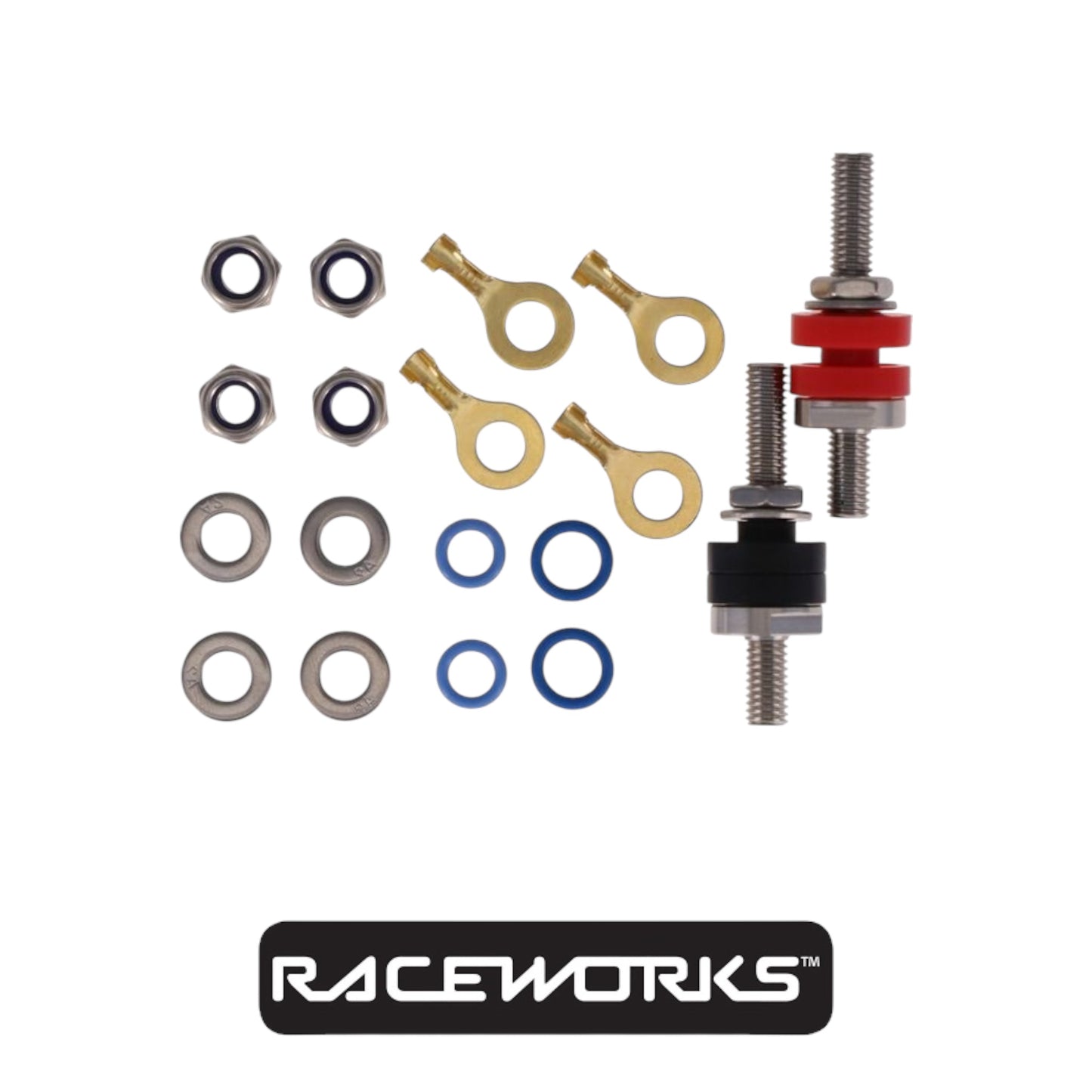 Raceworks 2 Pack stainless steel High Current Electrical Bulkhead Terminals Fuel Safe FSA-499