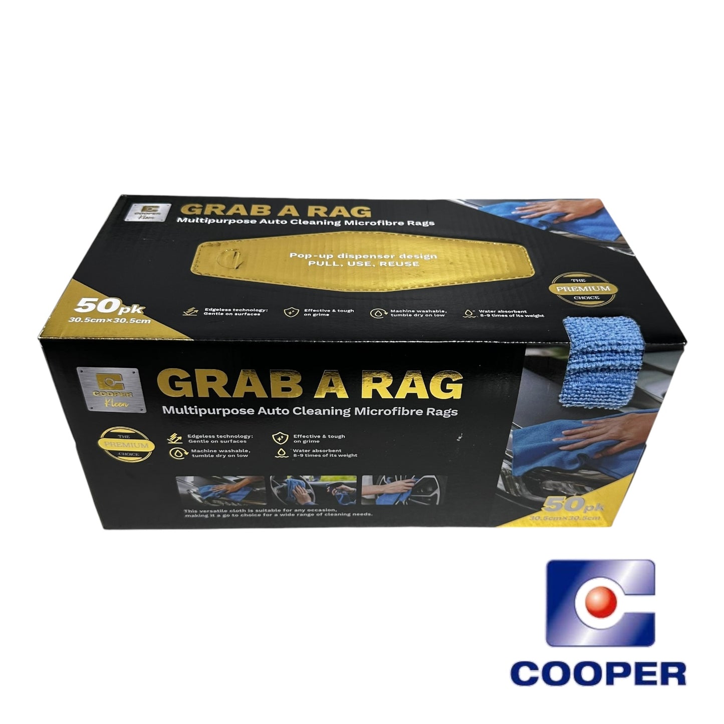 GRAB A RAG Premium Multipurpose Auto Cleaning Microfibres Rags 50 Pack GRAB-A-RAG