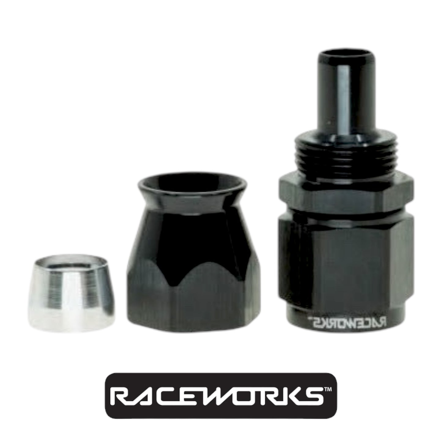 Raceworks Teflon Hose Fitting AN-8 Straight RWF-201-08BK