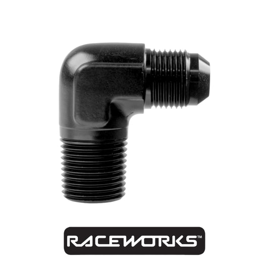 Raceworks AN-6 Male Flare to NPT 3/8” 90 Degree RWF-822-06-06BK