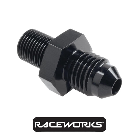 Raceworks Male Flare AN-4 to Male BSPP 1/8” RWF-817-04-02BK