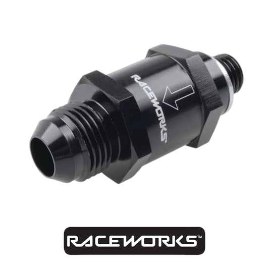 Raceworks One Way Valve M12x1.5 to AN-8 RWF-612-08BK