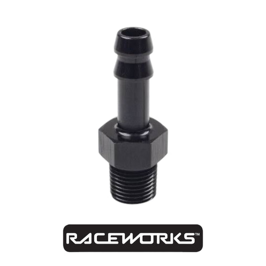 Raceworks Male NPT 1/8” to 1/4” (AN-4) Barb RWF-421-02-04BK