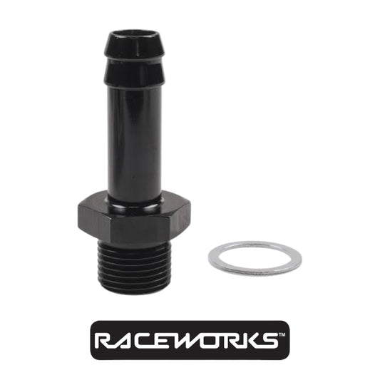 Raceworks Metric Male M18x1.5 to 1/2” Barb RWF-414-M18-08BK