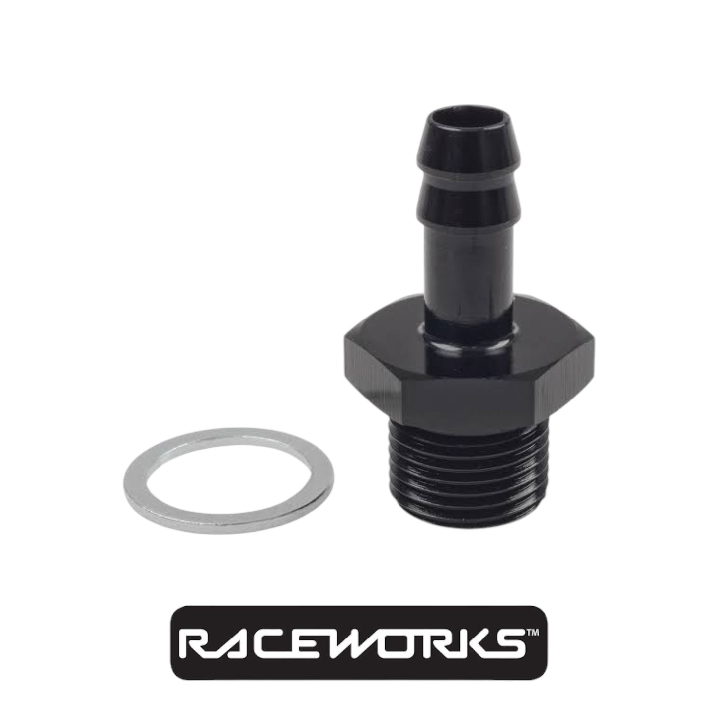 Raceworks Metric Male M18x1.5 to 3/8” Barb RWF-414-M18-06BK