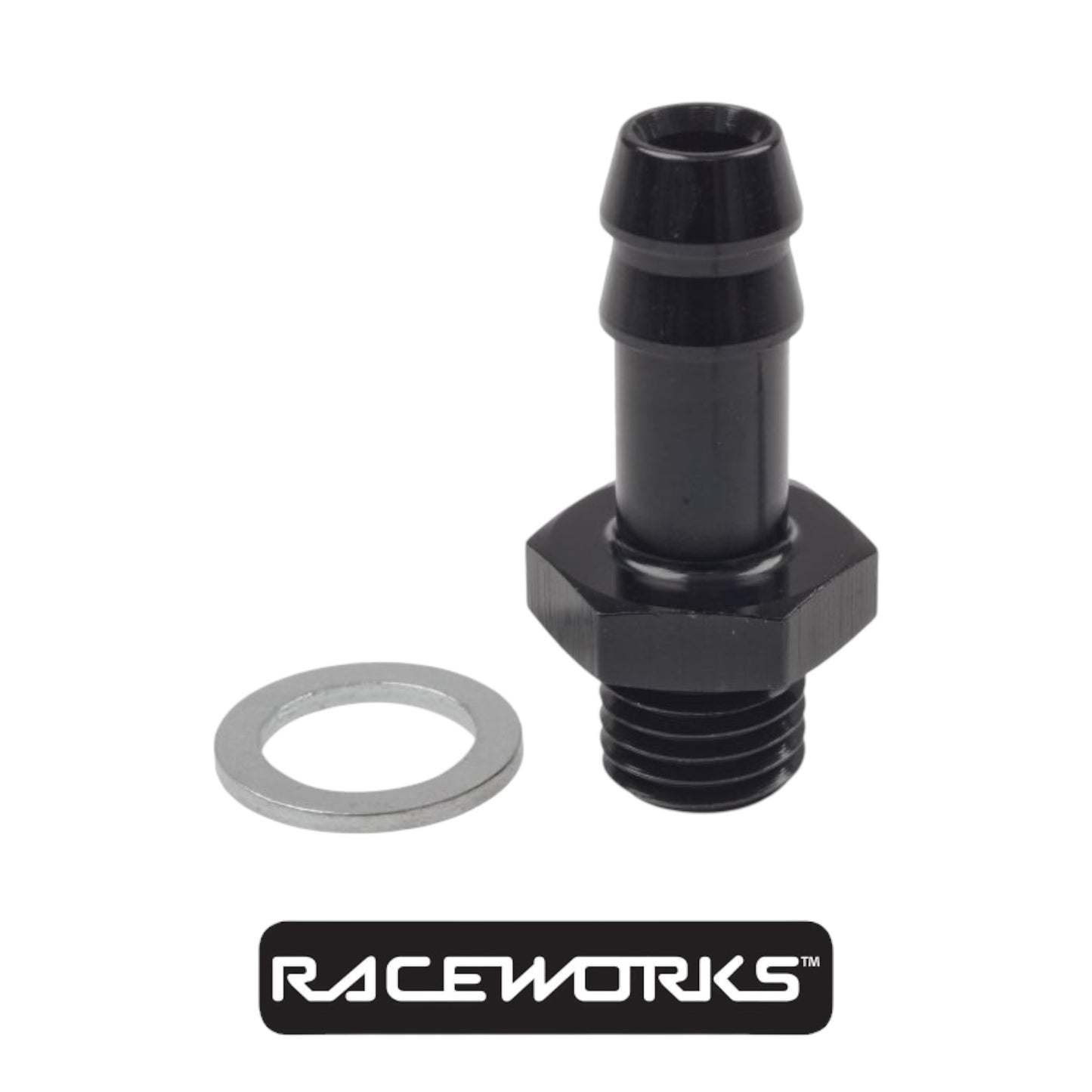 Raceworks Metric Male M12x1.5 to 3/8” Barb RWF-414-M12-06BK