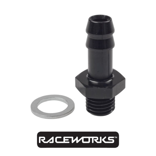 Raceworks Metric Male M12x1.5 to 3/8” Barb RWF-414-M12-06BK