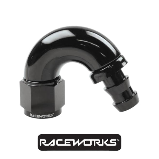 Raceworks Push Lok Hose End AN-10 150 Degree RWF-405-10BK