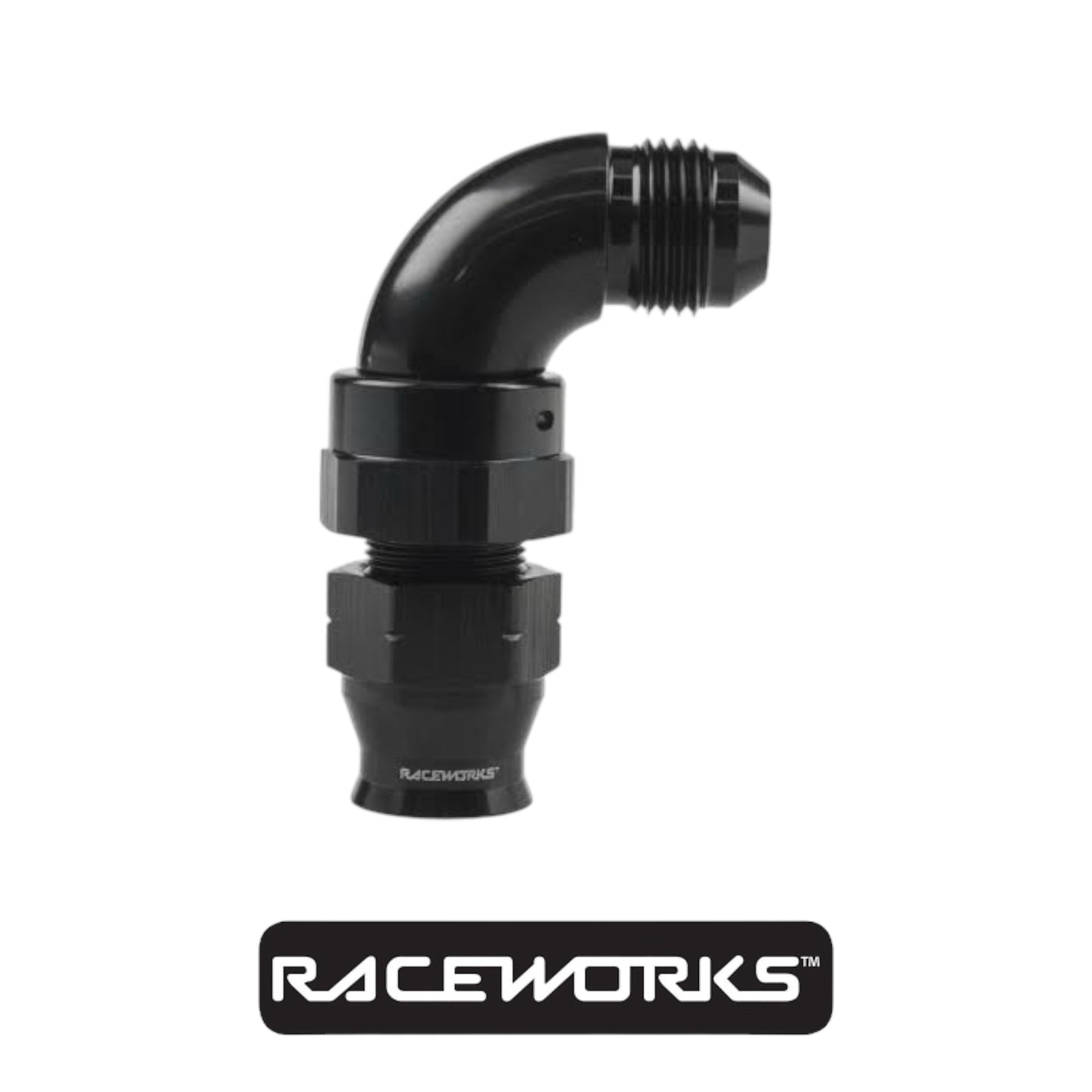 Raceworks Male AN-6 to 3/8” Tube 90 Degree Adaptor RWF-137-06-06BK